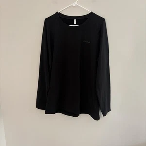 Herren Large schwarz Langarm Oberteil leicht Fleece gefüttert EUC warm Herbst  - Bild 1 von 9