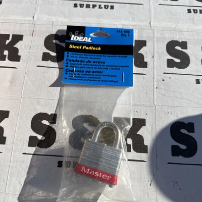 Ideal 44-906 Padlock, Steel, 3/4" Shackle, Red Bumper - Image 1 of 4