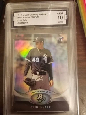 2011 Bowman Platinum Chris Sale #35 Rookie PROFESSIONAL GRADING AUTHORITY GEM 10 - Image 1 of 2