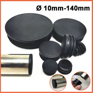 Round Plastic Blanking End Caps Pipe Tube Inserts Plugs Bungs Black Ø 10mm-140mm