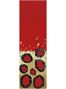 Red Dots Peyote Cuff Beaded Bracelet Pattern by Karen Zumbrun - Picture 1 of 3