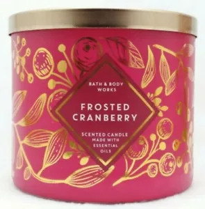 White Barn Bath & Body Works 3-Wick Scented Candle in Frosted Cranberry 14.5 oz - Picture 1 of 6