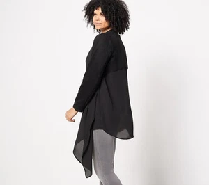 Truth + Style Mix Media Suede High Low Hem Jacket - Black Size Medium *NEW* - Picture 1 of 4