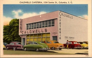 COLUMBIA, CAROLINA DEL SUD - CAFFETTERIA CALDWELLS - CARTOLINA D'EPOCA IN LINO - Foto 1 di 2