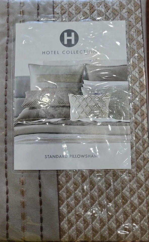 Hotel Collection Como Standard Sham 20 x 28 Geométrico Bordado Algodón Gris Foto 1 de 3