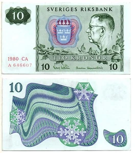 SWEDEN 10 Kronor (1980) Pick 52e, Extra Fine - Picture 1 of 1