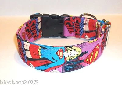 HANDMADE Super Girl Bat Girl or Wonder Woman Terri's Dog Collar custom made adjustable