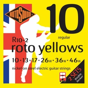 Rotosound R10 Roto Yellow Nickel Electric Guitar Strings 10-46 Regular 2-Pack - Picture 1 of 1