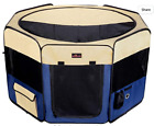 New AIVITUVIN Portable Foldable Pet Playpen Small 29" Tan Blue Dog Cat Rabbit Et