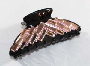 Brand New Black Sexy Sparkling Hair Clip Claw w/Golden Brown and Pink Crystals - Picture 1 of 3