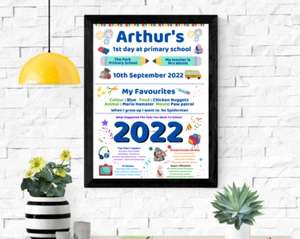 TARJETA PÓSTER PERSONALIZADA PRIMER DÍA EN GUARDERÍA PARA NIÑO COMENZANDO GUARDERÍA AZUL - Imagen 1 de 3