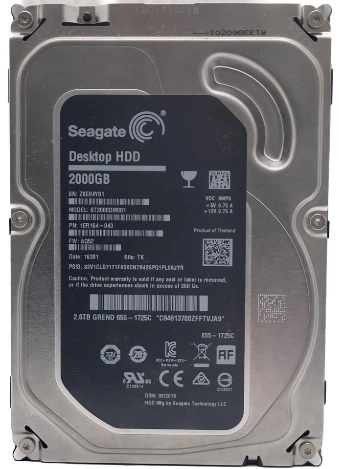 Apple Genuine 2TB 3.5" Internal HHD 7200RPM Desktop 655-1725C Mac Pro iMac G4 G5 - Image 1 of 1