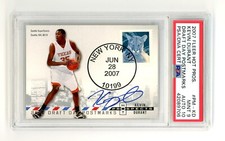 2007-08 Fleer Hot Prospects Draft Day Postmarks Kevin Durant AUTO 48/50 PSA 9 10