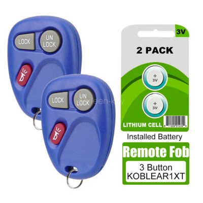 2 件入门级无钥匙遥控钥匙链适用于 2001 2002 2003 2004 年雪佛兰 S10 KOBLEAR1XT — 第 1/4 张图片