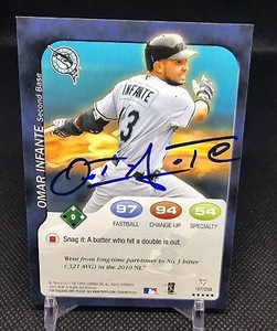 2011 Topps Attax Vault 1/1 Omar Infante #167 Braves Blank Back Signed Auto