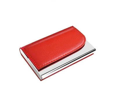 Business Card Holder Leather Case Name Card Wallet Carrier Metal Pocket  - Image 1 of 4