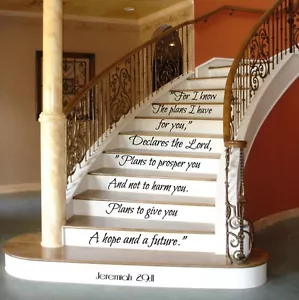 Bibel Wandtattoo Zitat Familie Aufkleber Treppenerhöhung Vinylaufkleber Treppendeko KY145 - Bild 1 von 5