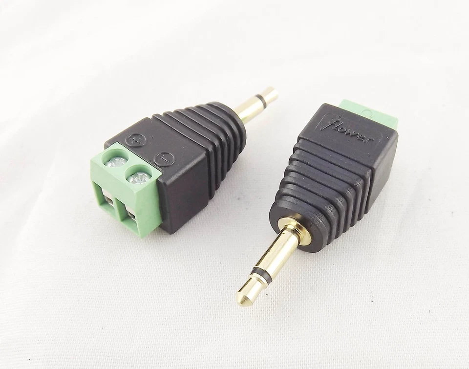10x Adapter Converter 3.5mm 1/8" Mono Male Plug To AV Screw Video Balun Terminal - Image 1 of 4