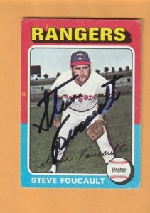 Steve Foucault Texas Rangers AUTO Signed 1975 Topps Douglas Georgia 3V