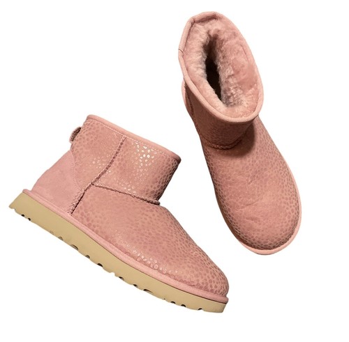 Stivaletti nuovi rosa UGG classici leopardati scamosciati taglia US 8 donna pelliccia invernali