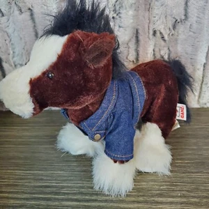 Ganz Webkinz Clydesdale Horse Stuffed Animal Plush Jean Jacket 8” NO CODE HM139 - Imagen 1 de 9