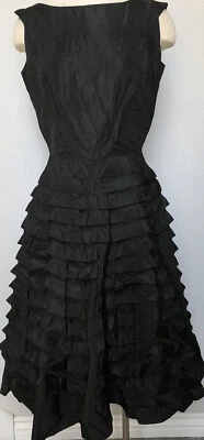 Vestido De Colección Años 50 Bess Myerson Por Natlynn NY Negro Tafetán Niveles Talla 15 ¡RARO!🖤 Foto 1 de 4