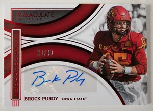 Brock Purdy Panini Immaculate Collection (HSE) SF 49ers Rookie Red 20/49 II-BPU - Imagen 1 de 8