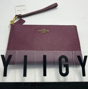 🐼💦 Coach 22952 🐼💦 Bolso Muñequera Cartera Cuero Guijarro Bayas Profundas 🐼 D12 - Imagen 1 de 8