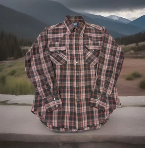 Dee Cee Rangers Western Snap Button Long-Sleeve Checker Print USA Made M Shirt - Picture 1 of 10