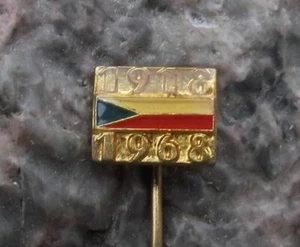 1968 Czechoslovakia 50th Anniversary Celebrations Independence Flag Pin Badge - Picture 1 of 3