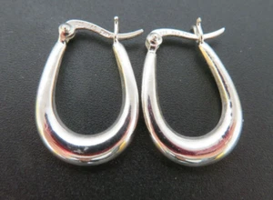 .925 STERLING SILVER DIAMOND-CUT HOOP EARRINGS 1.89 grams (AI-2422) - Picture 1 of 8