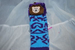 WOMENS HOTEL SPA PLUSH 3D ANIMAL LION SLIPPER CALCETINES ANTIDESLIZANTE AZUL PÚRPURA SZ 5-10 - Imagen 1 de 1