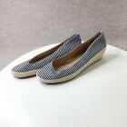 American Eagle Womens Shoes 9 Blue White Striped  Espadrille Slip On Wedge #2223