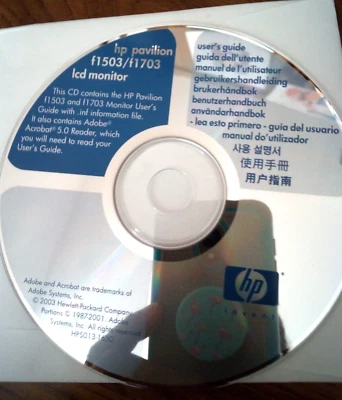 (NEW) HP Pavilion f1503/f1703 LCD Monitor User's Guide 2003 disc only Free Ship - Image 1 of 4