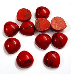 Red Howlite Heart Shape Cabochon Flat Back Cabochon AAA Grade Loose Gemstones - Picture 1 of 12