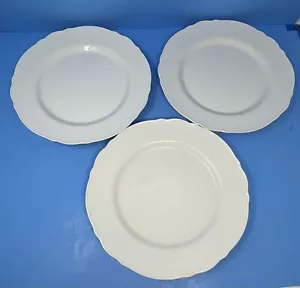 IKEA 21986 White Scalloped Rim Dinner Plates 11" Set of 3 Ikea Sweden Porcelain - Picture 1 of 6