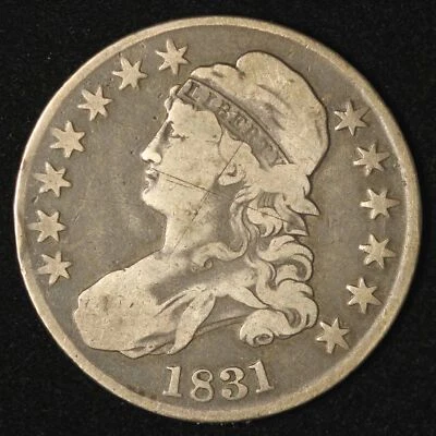 Medio dólar de plata busto tapado 1831 50c - Envío gratuito EE. UU. Foto 1 de 3