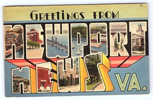 Carte postale en lin grande lettre Newport News Virginie B783 - Photo 1/2