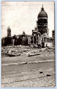 1906 SAN FRANCISCO EARTHQUAKE DAMAGE CITY HALL FROM HAYES & MARKET ST POSTCARD - Picture 1 of 2