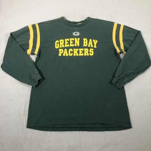 Green Bay Packers Shirt Mens Large Green Long Sleeve Football Mens Casual 1124 Cover