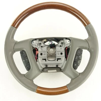 Buick Enclave Steering Wheel Leather Wood Gray 2008 2009 2010 2011 2012 - Image 1 of 4