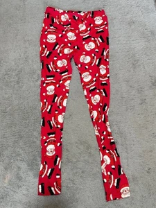 Festive Christmas Santa Print Leggings Stretchy Material Red Size S/M Women's - Picture 1 of 3