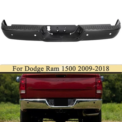 Black Rear Step Bumper For 2009 2010-2018 Dodge RAM 1500 2500 w/Sensor Holes - Imagem 1 de 4