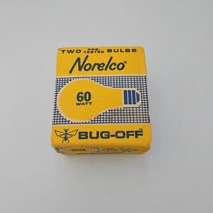 Norelco 60W Bug Off A19/IN 1662-1960 Light Bulbs NOS 2 Bulbs - Picture 1 of 3
