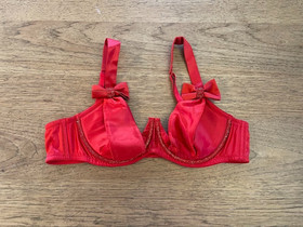 Victoria's Secret Bright Vermillion LARGE Dream Angels Twinkle Peekaboo Bra