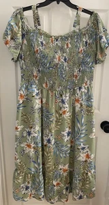 NWT BloomChic Off Shoulder Tropical Print Dress 2X - Picture 1 of 5