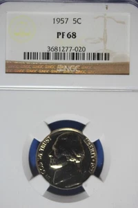 1957 NGC 5C PF68 JEFFERSON NICKEL #B50345 - Picture 1 of 2