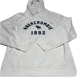 Abercrombie & Fitch Hoodie White Mens Medium Y2K Spell Out - Picture 1 of 10