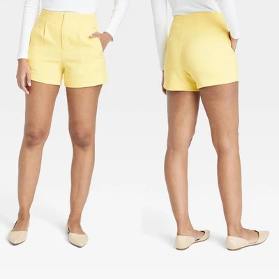 Talla 8 - Pantalones cortos a medida de tiro alto para mujer - Un nuevo día - Amarillo Foto 1 de 4