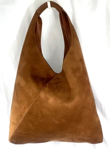 Banana Republic Vegan Leather Shoulder Slouchy Tote Faux Suede Gold Brown - Bild 1 von 15